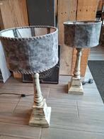 Schemerlampen 2 stuks inclusief grijze kap., Huis en Inrichting, Ophalen, Nieuw, Hout, Minder dan 100 cm