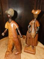 Houten Afrikaanse Beelden Set, Antiek en Kunst, Ophalen of Verzenden