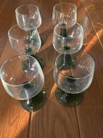 Set van 6 wijnglazen op groene voet, Antiek en Kunst, Antiek | Glas en Kristal, Ophalen of Verzenden