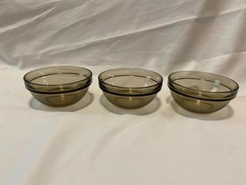 Retro Set van 3 Arcoroc France Rookglas Smoke dessert  beschikbaar voor biedingen