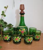 Italiaans Vintage Glazen barset met Bloemen, Ophalen of Verzenden