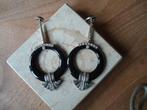 prachtige grote echt zilveren oorhangers art deco model 925, Sieraden, Tassen en Uiterlijk, Oorbellen, Met kristal, Hangers, Zwart