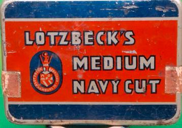 Pijptabak blik.  Oud.  LOTZBECK'S MEDIUM NAVY CUT.  beschikbaar voor biedingen