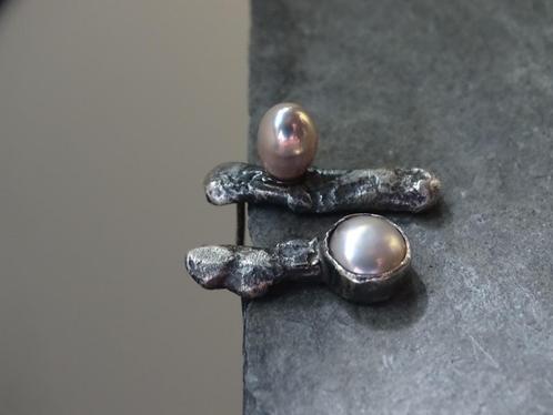 Handgemaakte oorbellen met echte parels, Sieraden, Tassen en Uiterlijk, Oorbellen, Nieuw, Knopjes of Stekers, Zilver, Zilver, Met edelsteen