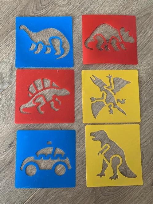 6 Dinosarus dino's auto sjablonen afwasbaar, Kinderen en Baby's, Speelgoed | Educatief en Creatief, Nieuw, Knutselen, Ontdekken