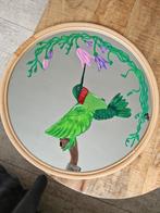 Rotan Spiegel met Kolibrie Decoratie, Minder dan 50 cm, Gebruikt, Ophalen of Verzenden, Minder dan 100 cm
