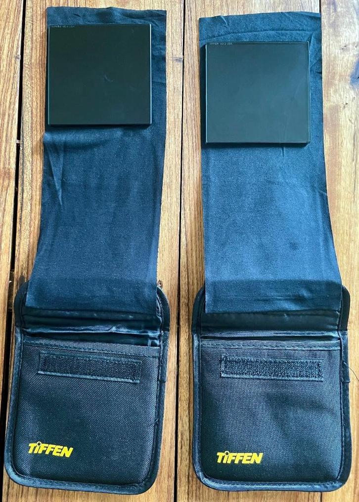 2 x Tiffen ND glas filters 4 x 4 inch, ND 3 en ND6 in poches, Audio, Tv en Foto, Fotografie | Professionele apparatuur, Zo goed als nieuw