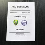 ⚽ Programma oefenduel Ado Den Haag - Fc Zenit 2007 ⚽, Ophalen of Verzenden, Zo goed als nieuw, Overige binnenlandse clubs, Boek of Tijdschrift