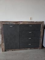 Dressoir kast donkergrijs met houtlook, Ophalen, 100 tot 150 cm, Zo goed als nieuw, 25 tot 50 cm