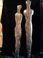 2 ijzeren beelden 90 cm hoog man en vrouw, Verzamelen, Beelden en Beeldjes, Ophalen, Gebruikt, Mens