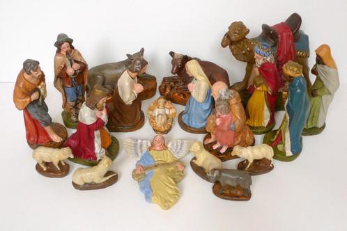 Grote oude gipsen kerstgroep jaren 30 voor retro kerststal, Diversen, Kerst, Gebruikt, Ophalen