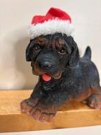 Vintage Rotweiler Pup Beeldje met Kerstmuts, Ophalen of Verzenden, Zo goed als nieuw