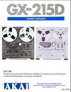 AKAI Handleidingen GX-215D / GX-270D, Audio, Tv en Foto, Bandrecorders, Bandrecorder, Verzenden