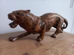 Houten vintage beeld luipaard jaguar, Ophalen of Verzenden, Gebruikt, Dier
