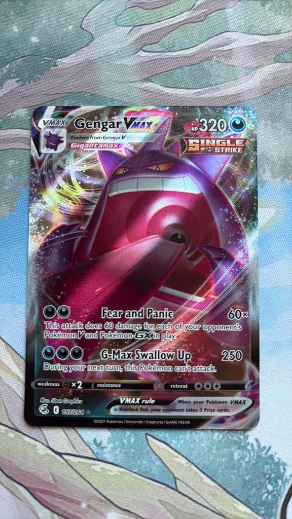 Gengar Vmax 157/264 fusion strike pokemon kaart NM, Hobby en Vrije tijd, Verzamelkaartspellen | Pokémon, Losse kaart, Ophalen of Verzenden