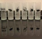 Vintage frosted tumblers high ball glazne struisvogel FG, Ophalen of Verzenden