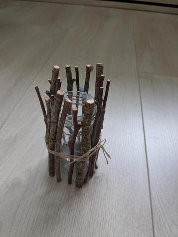 Waxinelicht houders/ vaasjes met takken ter decoratie.  beschikbaar voor biedingen