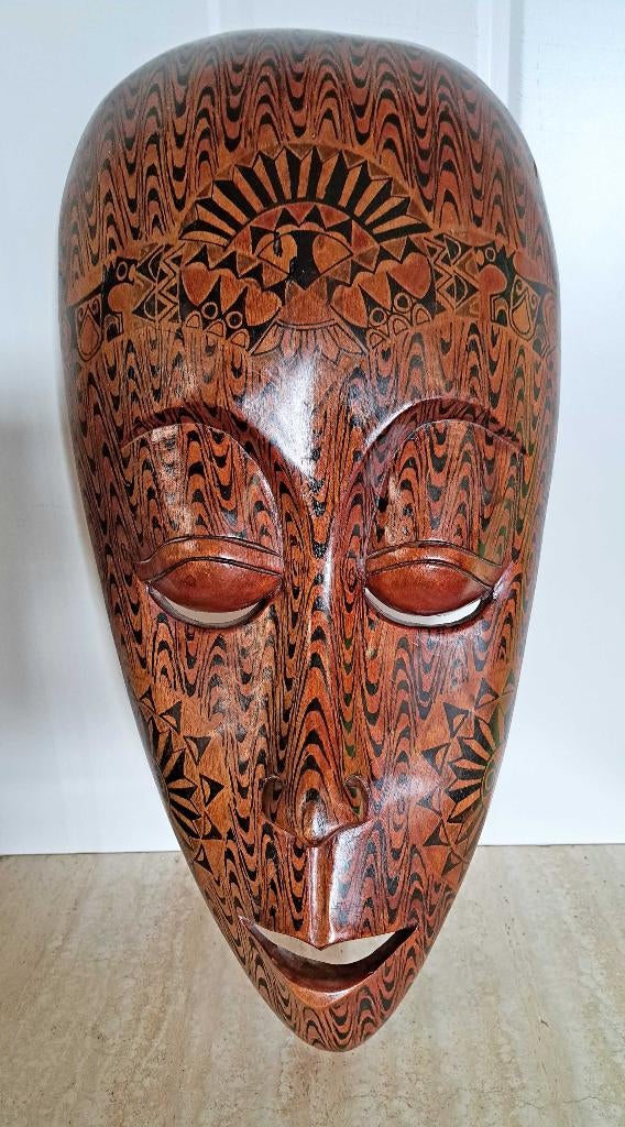Indonesisch Lombok BALI  handgesneden houten wandmasker, Ophalen of Verzenden
