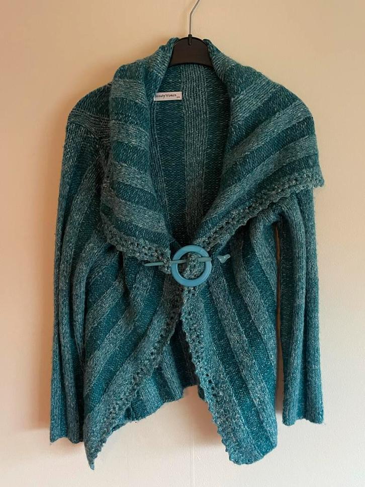 Turquoise Vest S/M - Leuke Sluiting!, Kleding | Dames, Truien en Vesten, Zo goed als nieuw, Maat 36 (S), Blauw, Ophalen of Verzenden