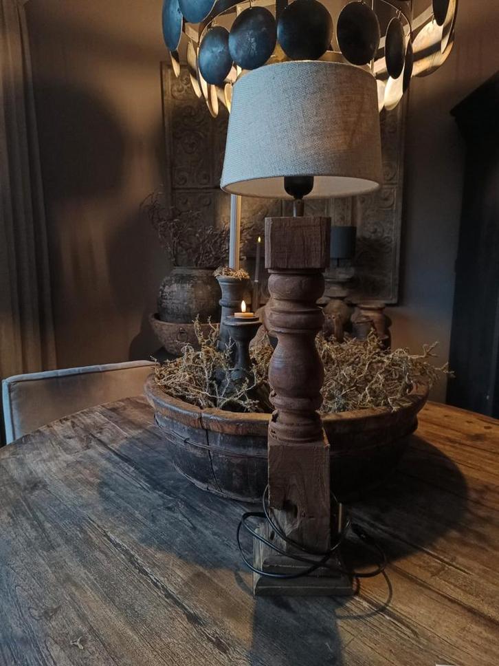 Nieuw landelijke sobere lamp, Huis en Inrichting, Lampen | Tafellampen, Nieuw, 50 tot 75 cm, Hout, Ophalen of Verzenden