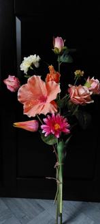 Luxe Zijde Bloemen Boeket - Roze, Oranje, Koraal, Ophalen of Verzenden, Nieuw, Binnen