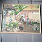 Prachtig ingelijst borduurwerk  hooitijd op de boerderij, Ophalen, Natuur en Biologie