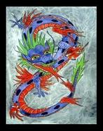 Kleurrijk Schilderij  Japanse vintage retro tatoeage, Ophalen