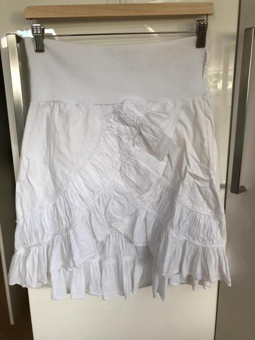 Witte ruffle rok / volant rokje / boho Ibiza stijl – maat M, Kleding | Dames, Rokken, Zo goed als nieuw, Maat 38/40 (M), Wit, Boven de knie