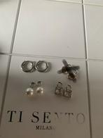 Ti Sento oorbellen met 2 paar oorbedels, Sieraden, Tassen en Uiterlijk, Oorbellen, Verzenden, Zo goed als nieuw, Zilver