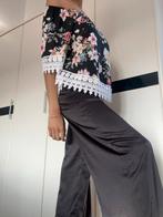 Zwarte bloemen top met kant NIEUW, Zwart, Nieuw, Ophalen of Verzenden, Moda Paris