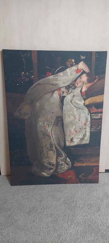 Prachtig groot canvas Meisje in Kimono. beschikbaar voor biedingen