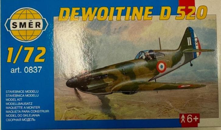 Coelianmodels, Smer 0837, Dewoitine D. 520, 1/72, €5,99, Hobby en Vrije tijd, Modelbouw | Vliegtuigen en Helikopters, Nieuw, Vliegtuig