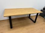 Massief eiken tafel met zwart stalen onderstel – 180 x 90 cm, Huis en Inrichting, Tafels | Eettafels, Ophalen, Eikenhout, 50 tot 100 cm