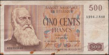 België 500 francs 1953 gebruikt p.130a(2) (nr 121) beschikbaar voor biedingen