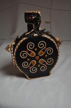 Vintage Joegoslavische Veldfles Glas met Leer 18 cm, Ophalen of Verzenden