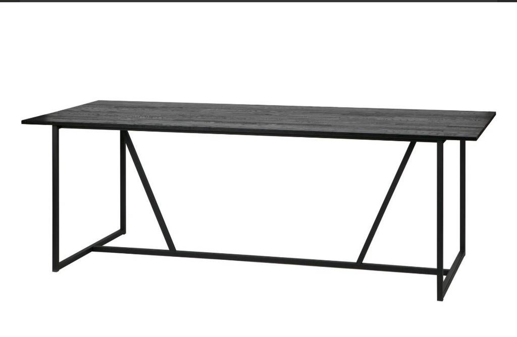 Woood Silas Zwarte Eettafel, Huis en Inrichting, Tafels | Eettafels, Gebruikt, 200 cm of meer, 50 tot 100 cm, Vijf personen of meer