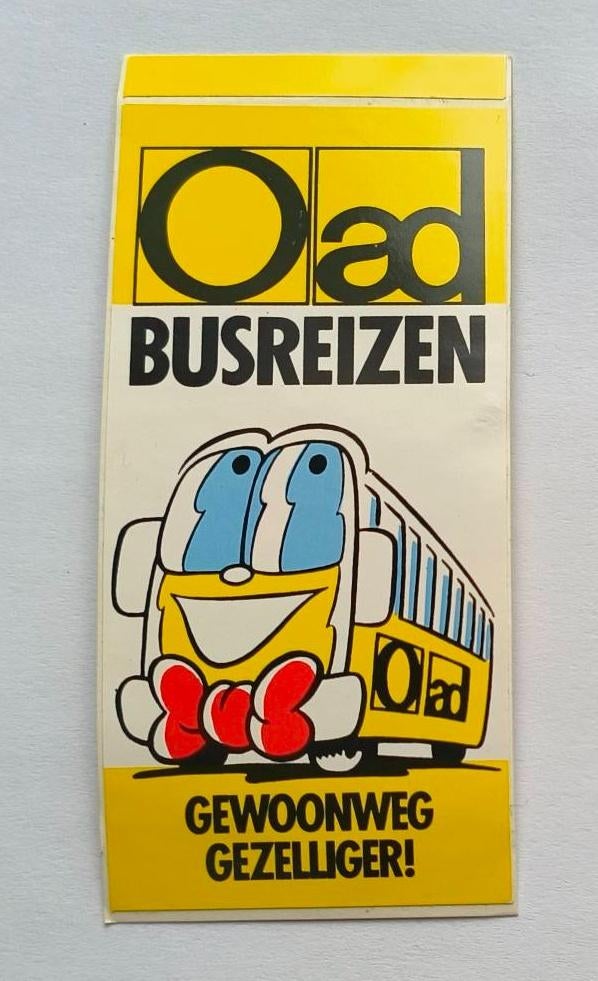 Sticker Oad busreizen gewoonweg gezelliger!, Verzamelen, Ophalen of Verzenden, Nieuw, Bedrijf of Vereniging