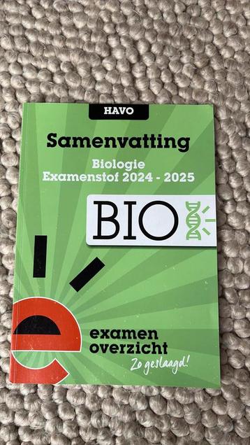 Examenstof Biologie HAVO - samenvatting beschikbaar voor biedingen