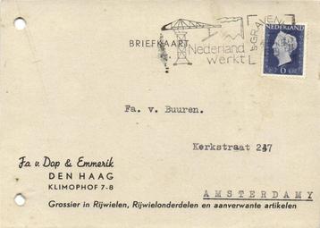 Fa. v. Dop + Emmerik, Den Haag - 03.1949 - briefkaart beschikbaar voor biedingen