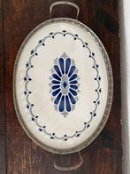 Oud dienblad van porselein en zilver, Ophalen of Verzenden