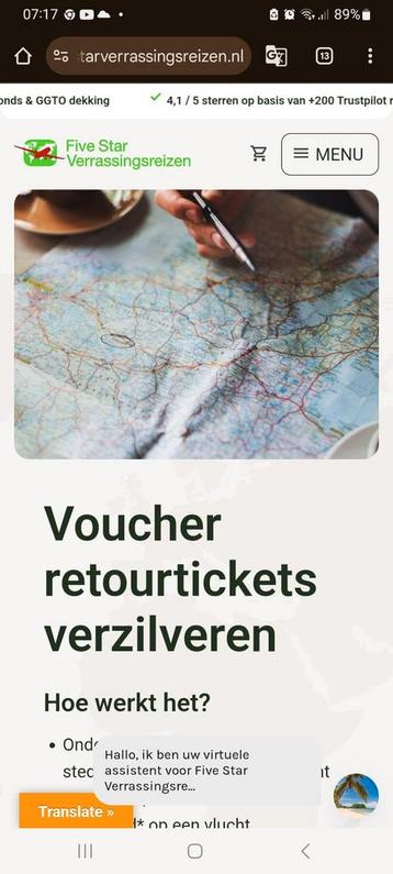 Voucher van vakantieveilingen voor twee vliegtickets  beschikbaar voor biedingen