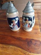 2x oude Duitse bierpul met deksel, Antiek en Kunst, Antiek | Keramiek en Aardewerk, Ophalen