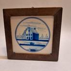 Delfts blauw tegeltje in houten lijst, Antiek en Kunst, Antiek | Wandborden en Tegels, Ophalen of Verzenden