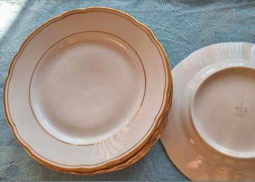 MZ Czechoslovakia witte borden dubbele gouden biesjes, Antiek en Kunst, Antiek | Servies los, Ophalen of Verzenden