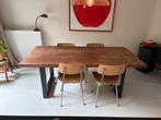 Stoere industriele eettafel, Huis en Inrichting, Tafels | Eettafels, Industriele, Teakhout, 200 cm of meer, Zo goed als nieuw