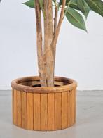 Vintage Planter eiken hout plantenbak scandinavisch design, 25 tot 40 cm, Overige materialen, N, Rond