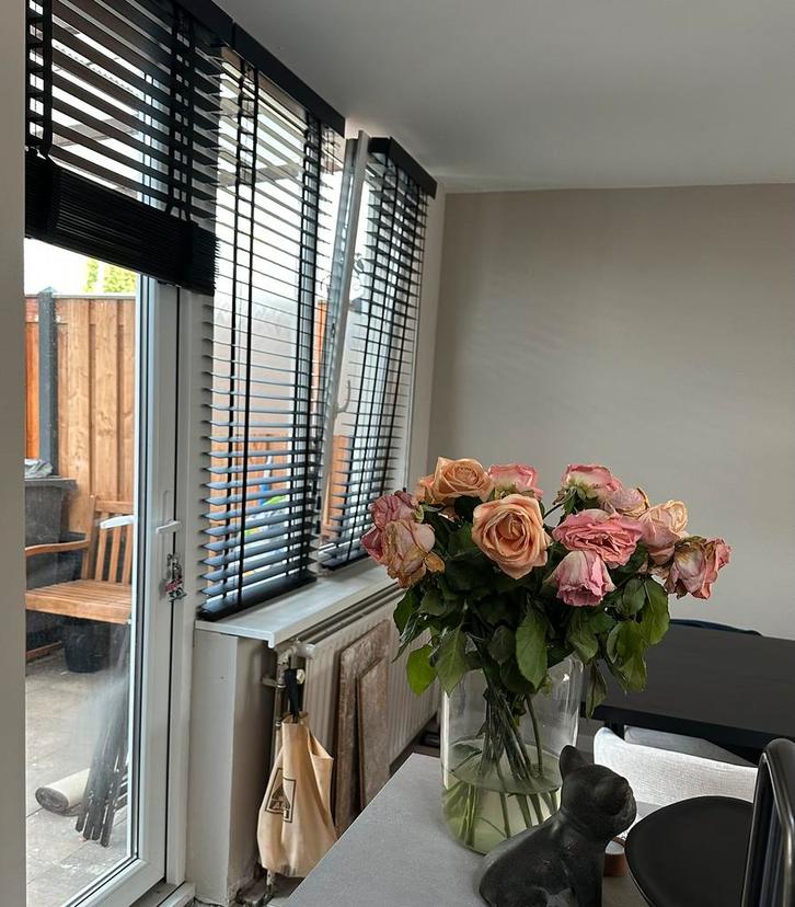 Houten jaloezie op maat,Gratis inmeten/montage/  20% korting, Huis en Inrichting, Stoffering | Gordijnen en Lamellen, Nieuw, Ophalen of Verzenden