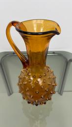 Vintage amberkleurige Empoli vaas Italiaanse karaf glas, Antiek en Kunst, Ophalen of Verzenden