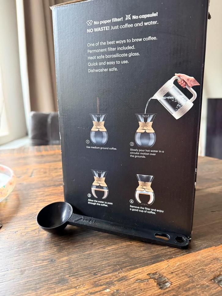Bodum Pour Over Koffiezetapparaat - 8 Kopjes, Witgoed en Apparatuur, Koffiezetapparaten, Nieuw, Gemalen koffie, Koffiemachine
