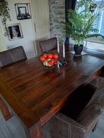 Houten eettafel met stoelen, Huis en Inrichting, Gebruikt, 100 tot 150 cm, Eikenhout, Modern